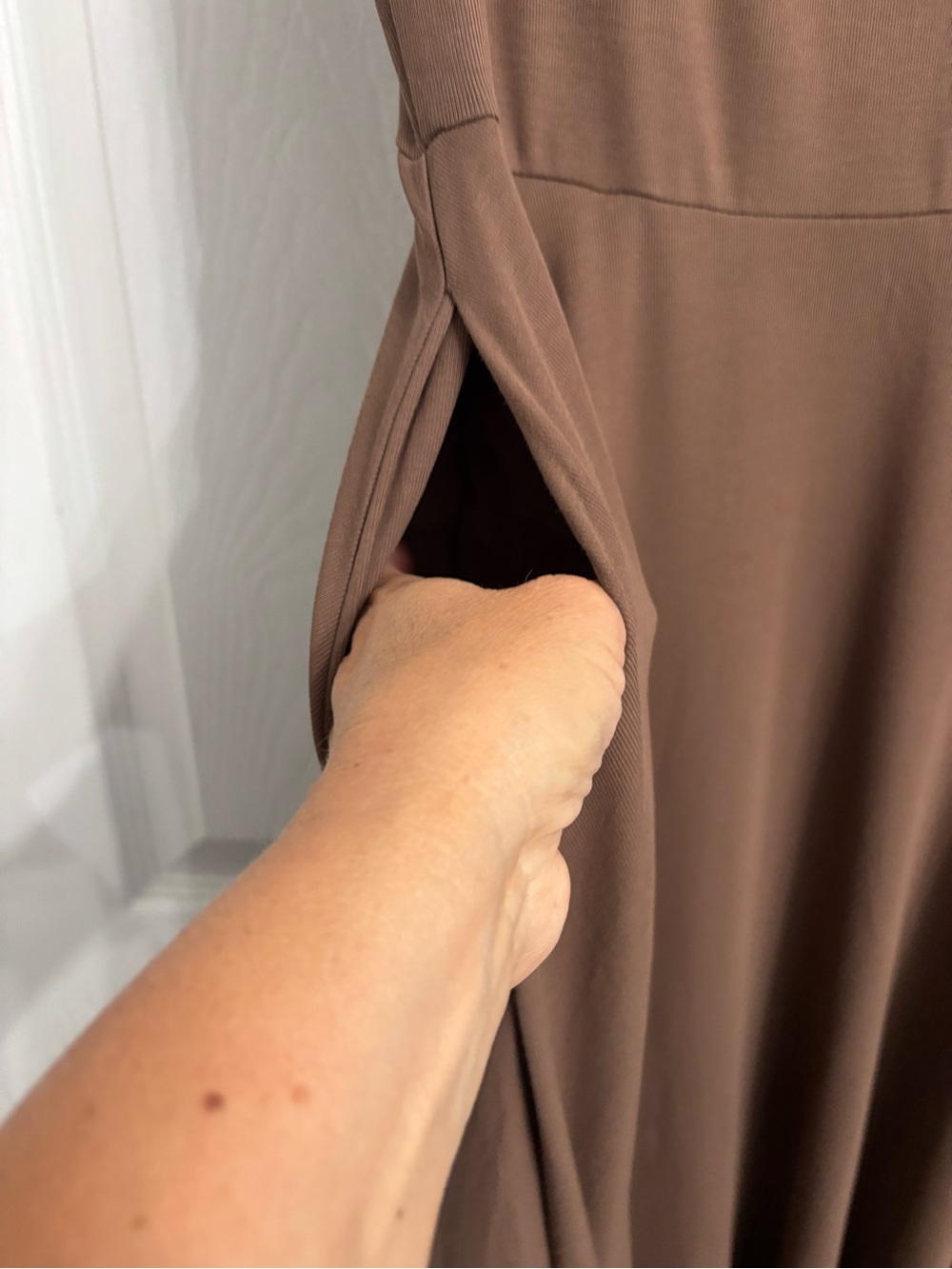 OGL SunKiss Brown Midi Square-Neck A-Line Dress Pullover Medium NWT - Picture 2 of 8